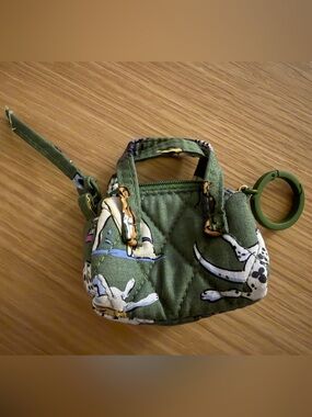Vera Bradley Tiny Quilted Green Mini Duffel Purse Charm - Dog Print